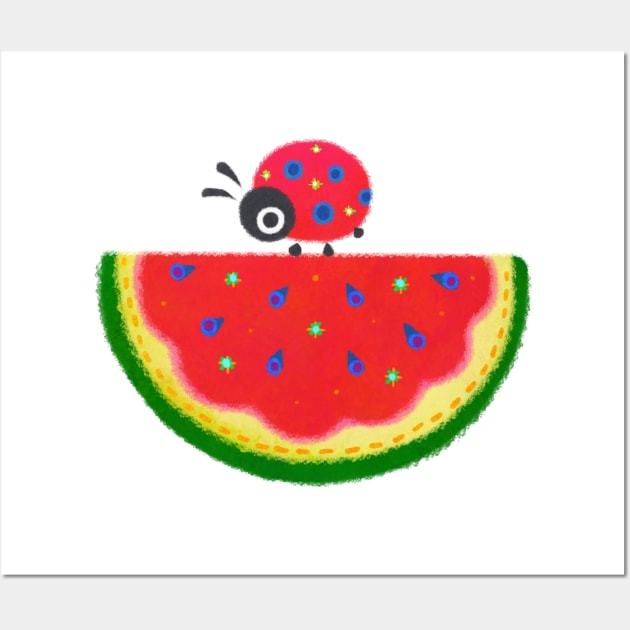 watermelon and ladybug Wall Art by pikaole